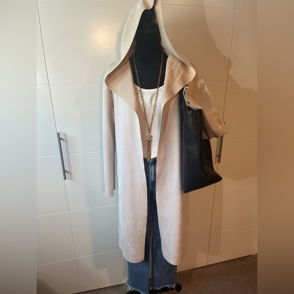 Zara Faux Suede Hooded and Belted Jacket - Picture 11 of 15
